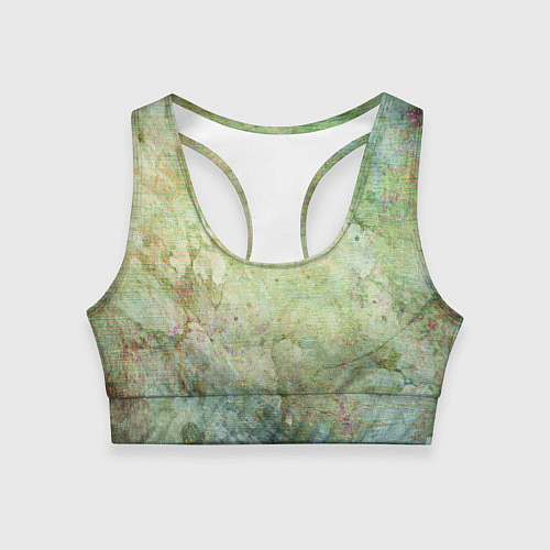 Женский спортивный топ Абстракция - faded spots on a green background / 3D-принт – фото 1