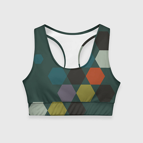 Женский спортивный топ Кластер зеленая ночь / 3D-принт – фото 1
