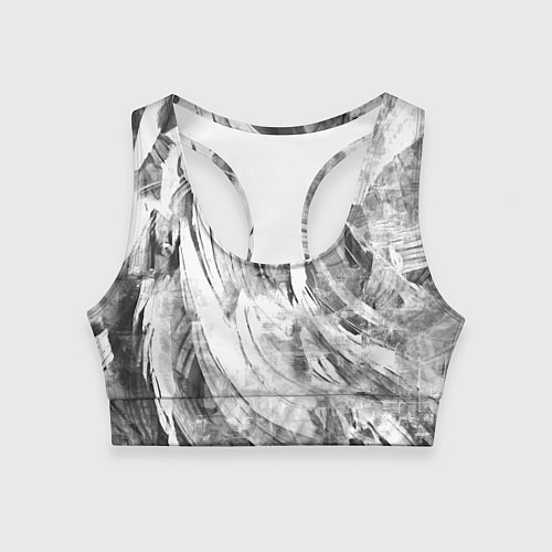 Женский спортивный топ Абстракция - grey and white swirls / 3D-принт – фото 1