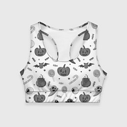 Женский спортивный топ Halloween grey and white