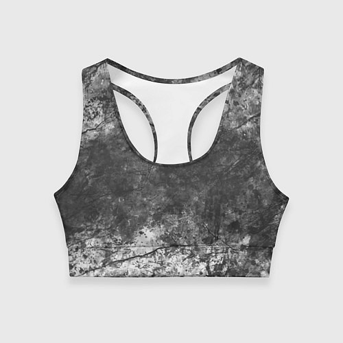 Женский спортивный топ Абстракция - grey and white wall with cracks / 3D-принт – фото 1