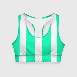 Женский спортивный топ Color turquoise white line