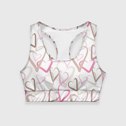 Топик спортивный женский Розовые сердца, цвет: 3D-принт