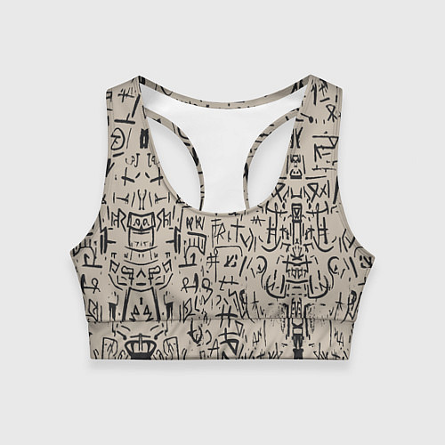 Женский спортивный топ Иероглифы маори / 3D-принт – фото 1