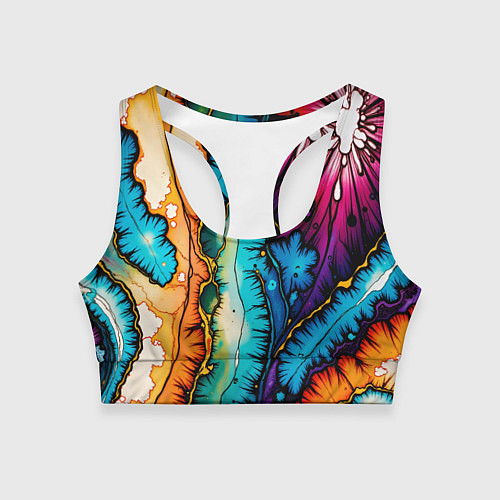 Женский спортивный топ Разноцветный узор / 3D-принт – фото 1