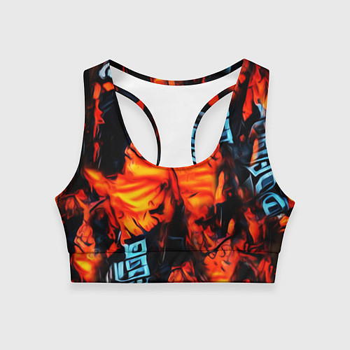 Женский спортивный топ Абстрактная текстура рыжего пламени / 3D-принт – фото 1