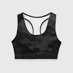 Топик спортивный женский Черно-серая текстура камуфляжа, цвет: 3D-принт