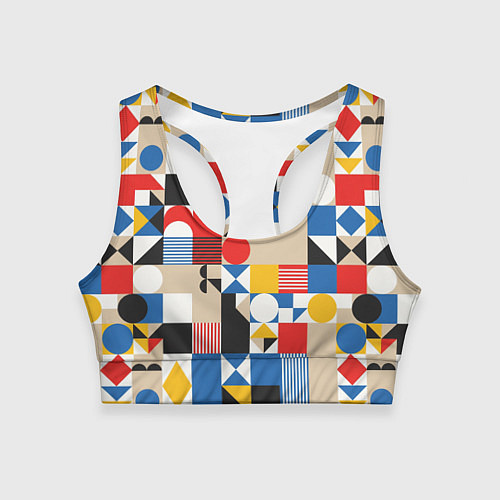 Женский спортивный топ Геометрический балаган / 3D-принт – фото 1