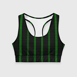 Топик спортивный женский Color black cage green stripes, цвет: 3D-принт