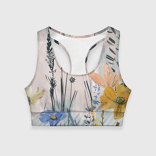 Женский спортивный топ Цветы полевые / 3D-принт – фото 1