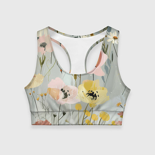 Женский спортивный топ Цветы и цветочки / 3D-принт – фото 1