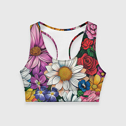Женский спортивный топ Крупные цветы