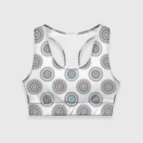 Женский спортивный топ Круглый разноцветный узор мандала / 3D-принт – фото 1