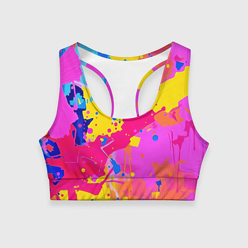 Женский спортивный топ Яркие пятна акриловой краски на стене / 3D-принт – фото 1