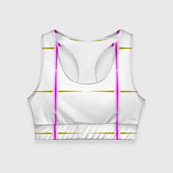 Топик спортивный женский Color white pink yellow stripes, цвет: 3D-принт