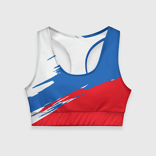 Женский спортивный топ Белый Синий Красный / 3D-принт – фото 1