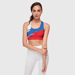 Топик спортивный женский Белый Синий Красный, цвет: 3D-принт — фото 2