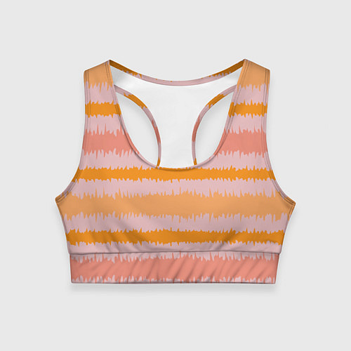Женский спортивный топ Полосы зигзагообразные оранжево-розовые / 3D-принт – фото 1