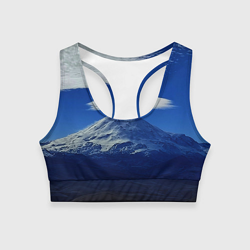 Женский спортивный топ Эльбрус с облаками / 3D-принт – фото 1