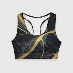 Топик спортивный женский Мраморный узор с золотыми полосками, цвет: 3D-принт