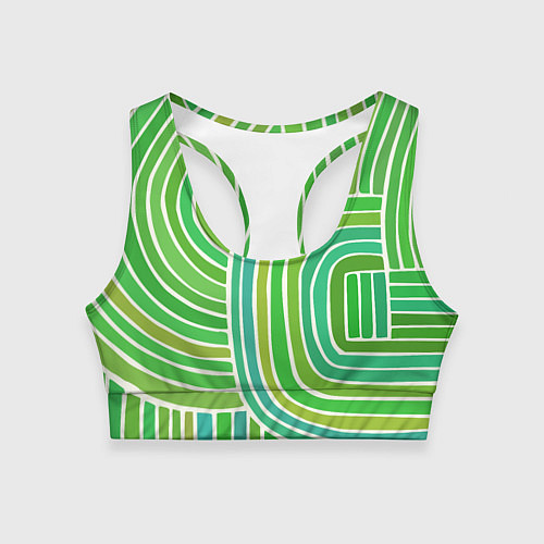 Женский спортивный топ Абстрактный узор зеленый / 3D-принт – фото 1