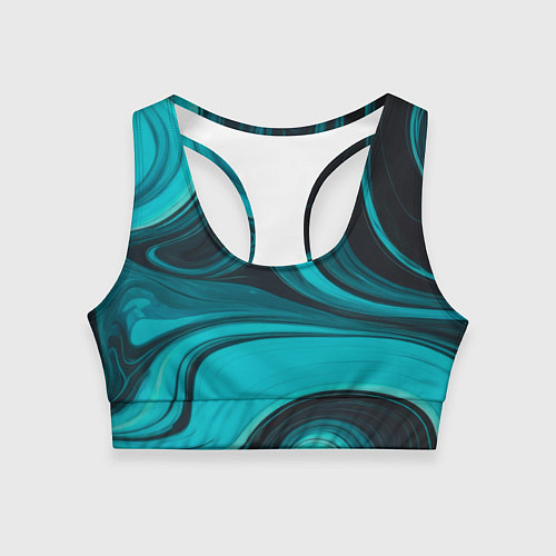 Женский спортивный топ Мраморный малахитовый узор из изумрудных разводов / 3D-принт – фото 1
