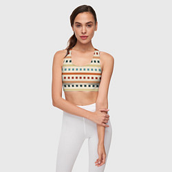 Топик спортивный женский Пиксели и полосы орнамент осенний рябиновый, цвет: 3D-принт — фото 2