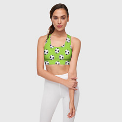 Топик спортивный женский Футбольные мячи на зеленом, цвет: 3D-принт — фото 2