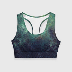 Топик спортивный женский Абстракция - dark purple splashes on emerald color, цвет: 3D-принт