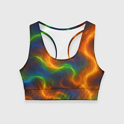 Топик спортивный женский Разноцветное пламя и дым, цвет: 3D-принт