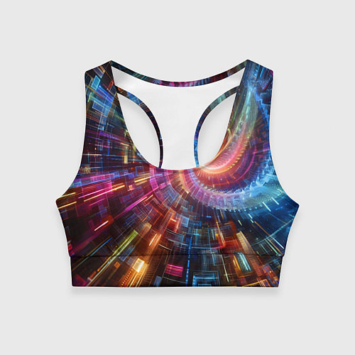 Женский спортивный топ Fractal neon spiral - ai art fantasy / 3D-принт – фото 1