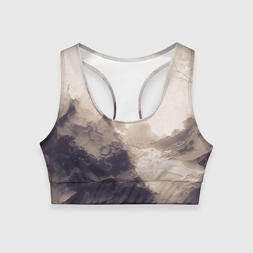 Женский спортивный топ Сепия абстрактная горная река / 3D-принт – фото 1