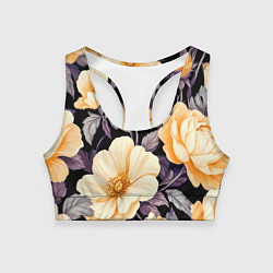 Женский спортивный топ Крупные жёлтые цветы