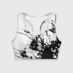 Топик спортивный женский Чёрная взрывная краска на белом, цвет: 3D-принт