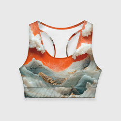 Топик спортивный женский Японский пейзаж абстракция, цвет: 3D-принт