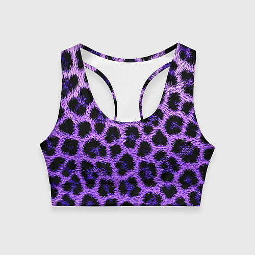 Женский спортивный топ Леопардовый фиолетовый / 3D-принт – фото 1