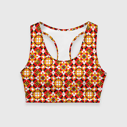 Женский спортивный топ Пестрый узорчатый паттерн / 3D-принт – фото 1