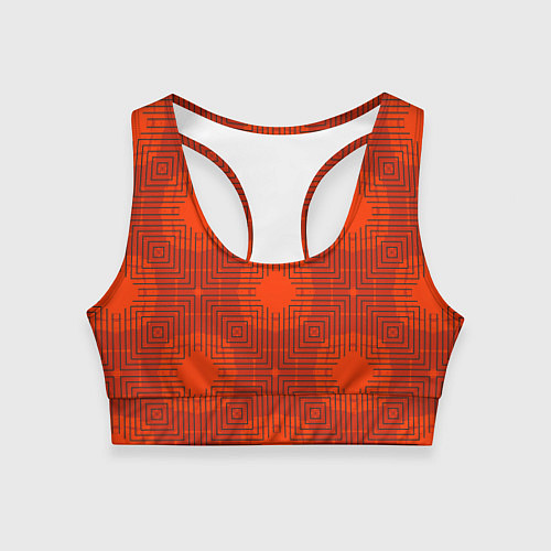 Женский спортивный топ Красные ромбы на решетке из линий / 3D-принт – фото 1