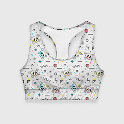 Женский спортивный топ Паттерн с черепами и геометрическими фигурами на Х