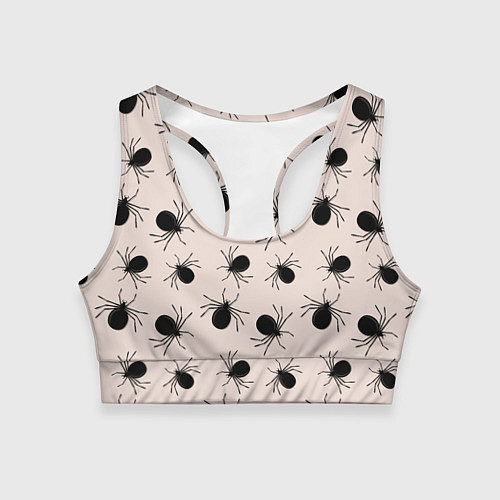 Женский спортивный топ Паттерн с черными жуками / 3D-принт – фото 1