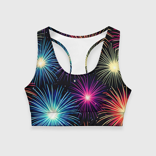 Женский спортивный топ Стилизованный праздничный салют / 3D-принт – фото 1