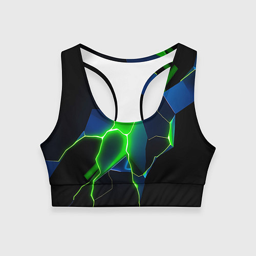 Женский спортивный топ Neon green glow / 3D-принт – фото 1