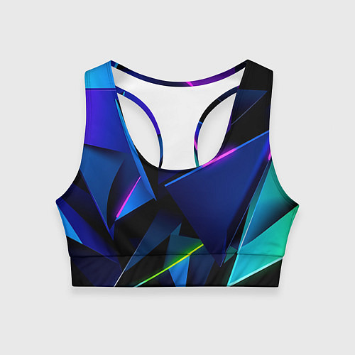 Женский спортивный топ Neon geometric / 3D-принт – фото 1