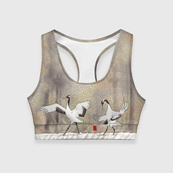 Топик спортивный женский Журавли на снегу, цвет: 3D-принт