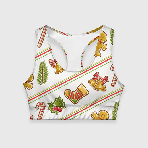 Женский спортивный топ Рождественский дух / 3D-принт – фото 1