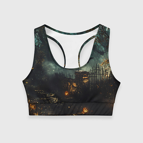 Женский спортивный топ Ночь тыкв и теней / 3D-принт – фото 1