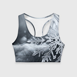 Топик спортивный женский Снежинка на черно белое, цвет: 3D-принт
