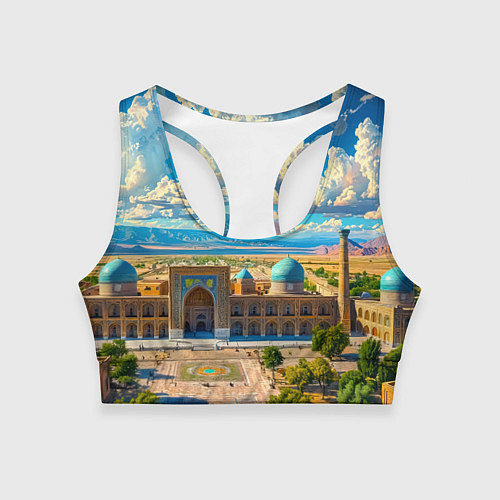 Женский спортивный топ Регистан: величие Самарканда / 3D-принт – фото 1