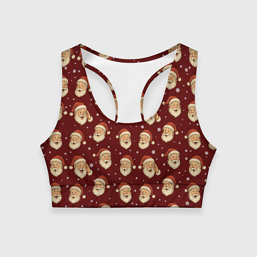 Женский спортивный топ Паттерн с Сантой / 3D-принт – фото 1