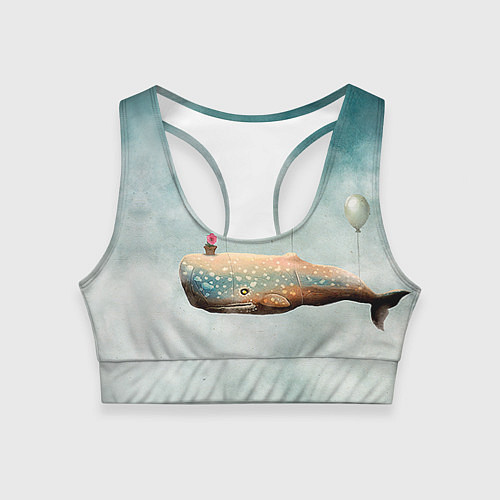 Женский спортивный топ Летящий кит / 3D-принт – фото 1
